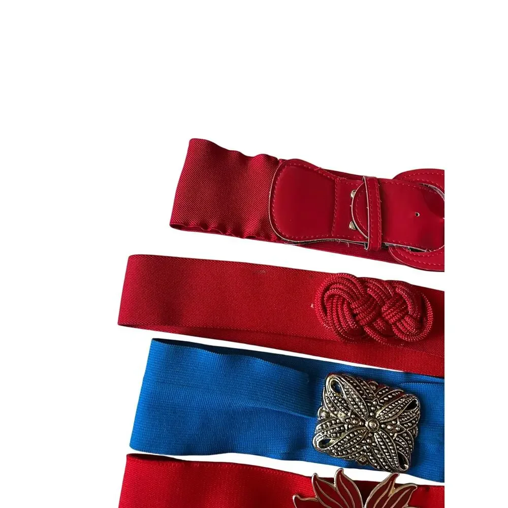 Vintage 80's stretch belts decorative buckle multi color costume retro